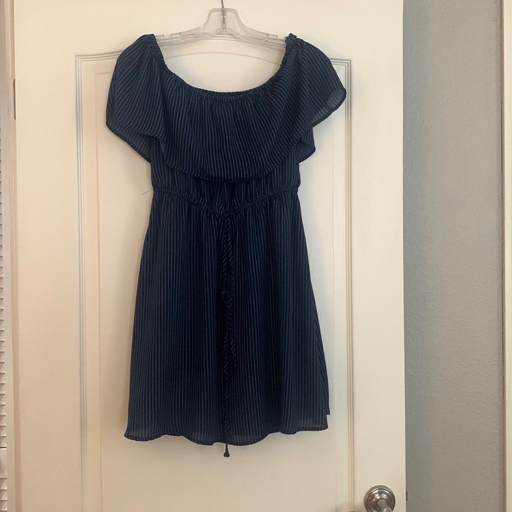 Navy off the shoulder dress